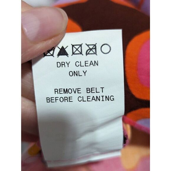 A.B.S. by Allen Schwartz Women's Orange Purple Floral Belted Full Skirt Size 2 - Picture 6 of 6